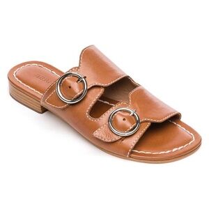 Bernardo "Tobi" Luggage Glove Leather Flat Tan Sandals in Size 8